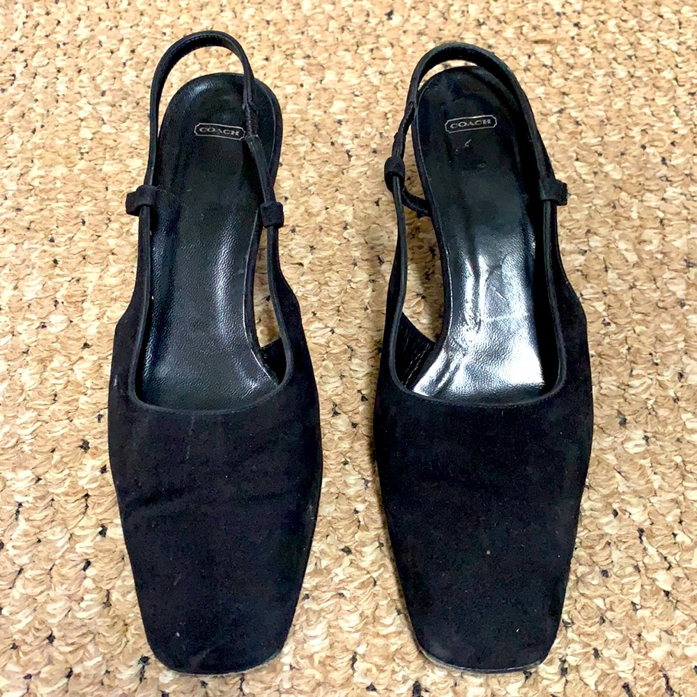 Black Coach square toe heels
